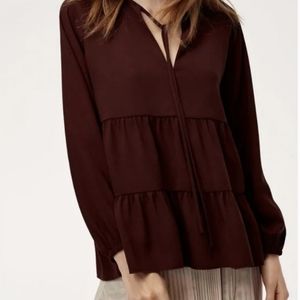 Aritzia Wilfred Odette Blouse in Truffle in XXS